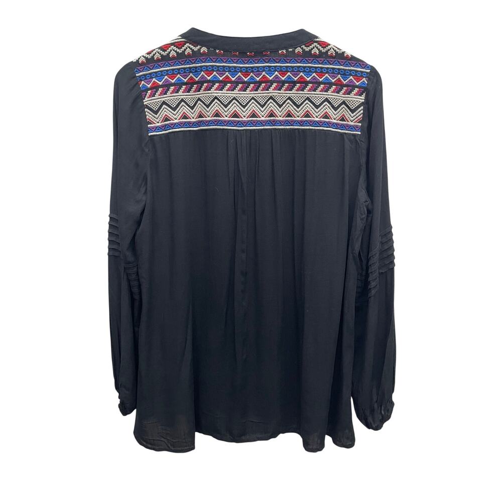 Andree by Unit Black Long Sleeve Blouse With Embroidered Bodice Size Medium NWT - Picture 7 of 8